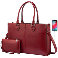 HKM-907795 Professional PU Leather Laptop Tote Bag for Women - Fits 15.6 Inch Devices - Versatile Business Messenger Handbag