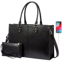 HKM-907795 Professional PU Leather Laptop Tote Bag for Women - Fits 15.6 Inch Devices - Versatile Business Messenger Handbag