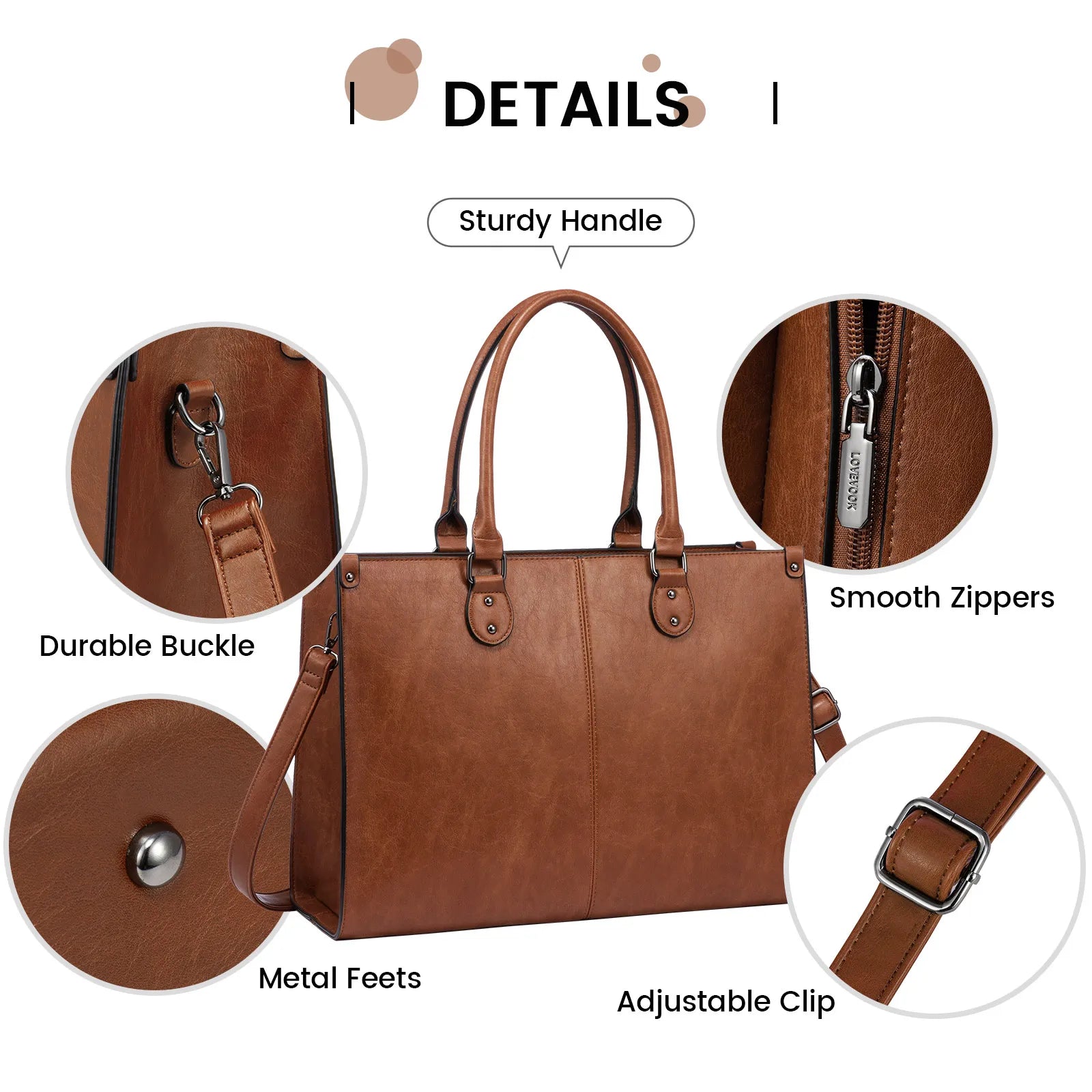 HKM-907795 Professional PU Leather Laptop Tote Bag for Women - Fits 15.6 Inch Devices - Versatile Business Messenger Handbag