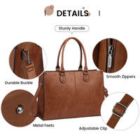 HKM-907795 Professional PU Leather Laptop Tote Bag for Women - Fits 15.6 Inch Devices - Versatile Business Messenger Handbag