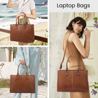 HKM-907795 Professional PU Leather Laptop Tote Bag for Women - Fits 15.6 Inch Devices - Versatile Business Messenger Handbag