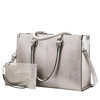 HKM-907795 Professional PU Leather Laptop Tote Bag for Women - Fits 15.6 Inch Devices - Versatile Business Messenger Handbag