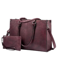 HKM-907795 Professional PU Leather Laptop Tote Bag for Women - Fits 15.6 Inch Devices - Versatile Business Messenger Handbag