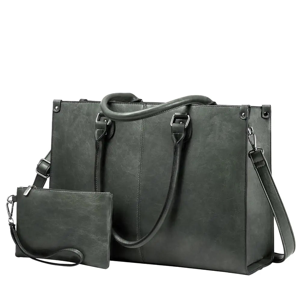 HKM-907795 Professional PU Leather Laptop Tote Bag for Women - Fits 15.6 Inch Devices - Versatile Business Messenger Handbag