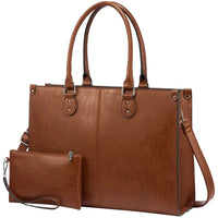 HKM-907795 Professional PU Leather Laptop Tote Bag for Women - Fits 15.6 Inch Devices - Versatile Business Messenger Handbag
