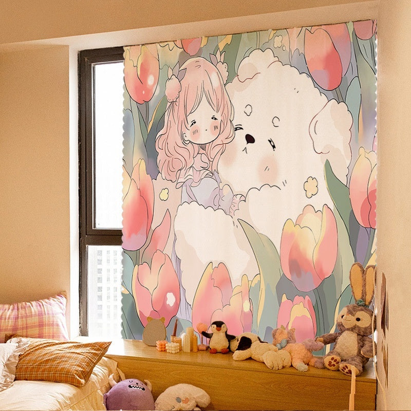 HKM-907795 Simple Velcro Curtain for Bedroom and Dorm - Breathable, Sunscreen, Dustproof, 70x100cm