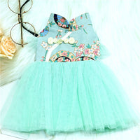 HKM-9080125 Retro Chinese Style Dog Dress in Gilding Cotton - Green Oil Umbrella & Beige Oil Umbrella Options