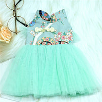 HKM-9080125 Retro Chinese Style Dog Dress in Gilding Cotton - Green Oil Umbrella & Beige Oil Umbrella Options