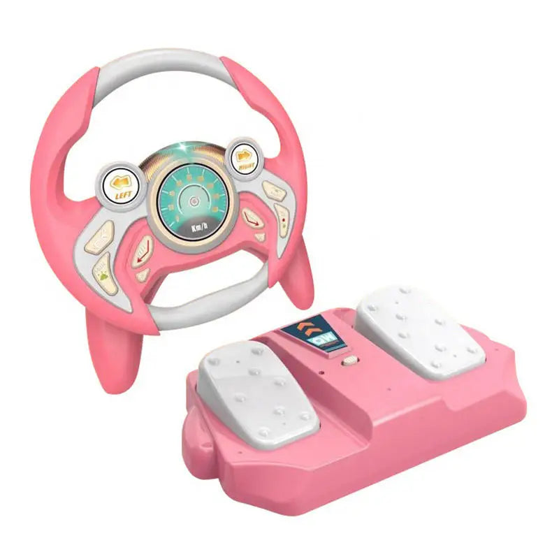 HKM-908051 Educational Pretend Play Electric Steering Wheel Toy with Sound and Light for Kids
