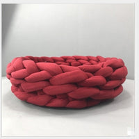 HKM-9081789 Cozy Hand-Woven Pet Bed with Quilted Surface - Machine Washable Cotton for Dogs and Cats