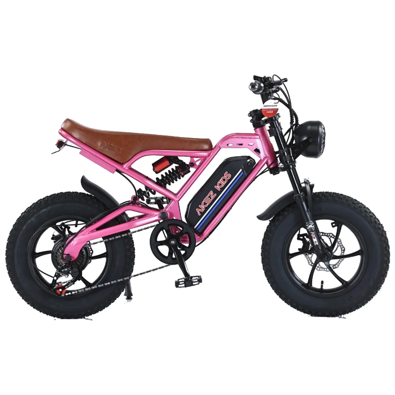 HKM-908179 Kids Electric Fat Tire Bike with 350W Motor, 7-Speed Gears, and Suspension Fork - 16-inch Wheels, Orange/Green/White/Grey Options