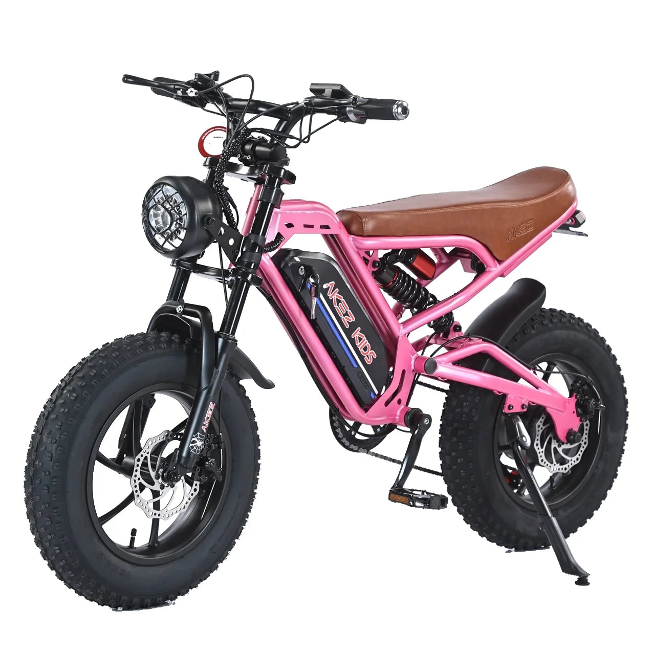 HKM-908179 Kids Electric Fat Tire Bike with 350W Motor, 7-Speed Gears, and Suspension Fork - 16-inch Wheels, Orange/Green/White/Grey Options