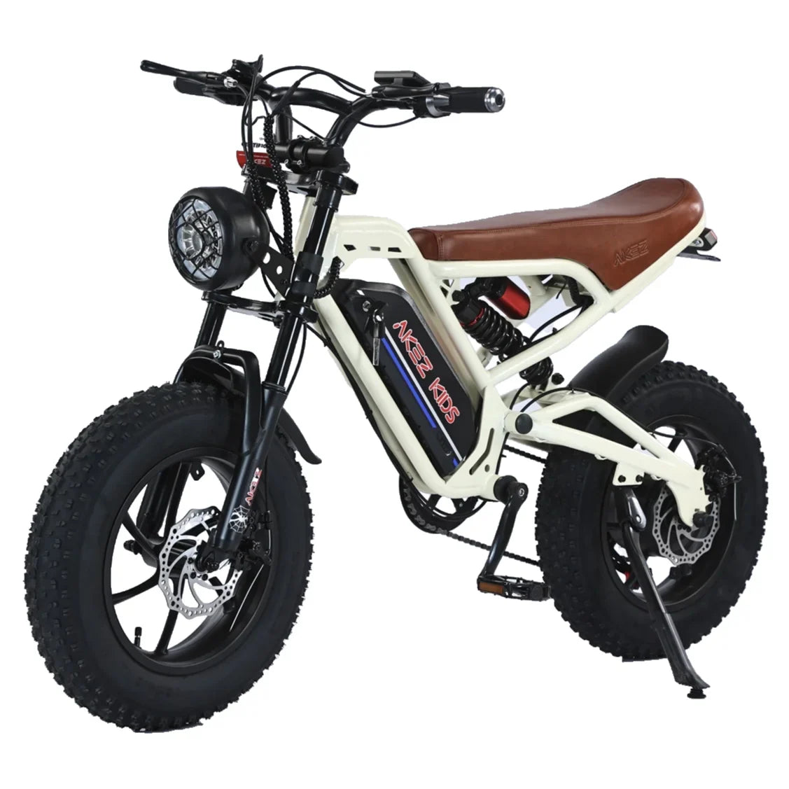 HKM-908179 Kids Electric Fat Tire Bike with 350W Motor, 7-Speed Gears, and Suspension Fork - 16-inch Wheels, Orange/Green/White/Grey Options