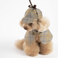 HKM-9081917 Cute Camel Detective Cloak for Dogs - Cotton Outfit with Hat, Sizes S, M, L