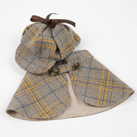 HKM-9081917 Cute Camel Detective Cloak for Dogs - Cotton Outfit with Hat, Sizes S, M, L