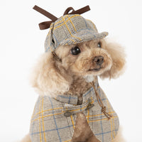 HKM-9081917 Cute Camel Detective Cloak for Dogs - Cotton Outfit with Hat, Sizes S, M, L