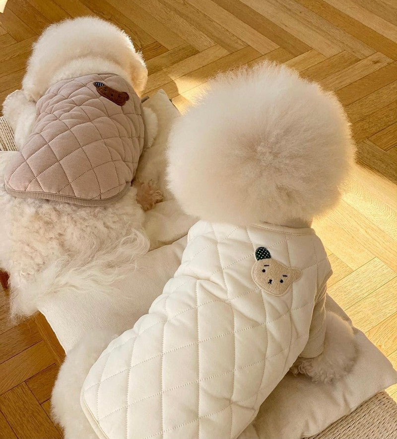 HKM-9082173 Stylish Padded Coat Vest for Dogs in Autumn and Winter, Available in Coffee and White, Multiple Sizes