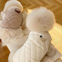 HKM-9082173 Stylish Padded Coat Vest for Dogs in Autumn and Winter, Available in Coffee and White, Multiple Sizes