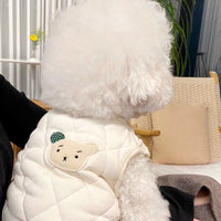 HKM-9082173 Stylish Padded Coat Vest for Dogs in Autumn and Winter, Available in Coffee and White, Multiple Sizes