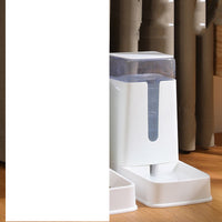 HKM-9083709 Automatic Double Bowl Pet Feeder and Waterer - 3.5L Capacity in White, Green, and Gray