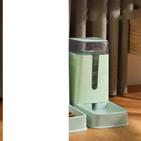 HKM-9083709 Automatic Double Bowl Pet Feeder and Waterer - 3.5L Capacity in White, Green, and Gray