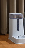 HKM-9083709 Automatic Double Bowl Pet Feeder and Waterer - 3.5L Capacity in White, Green, and Gray