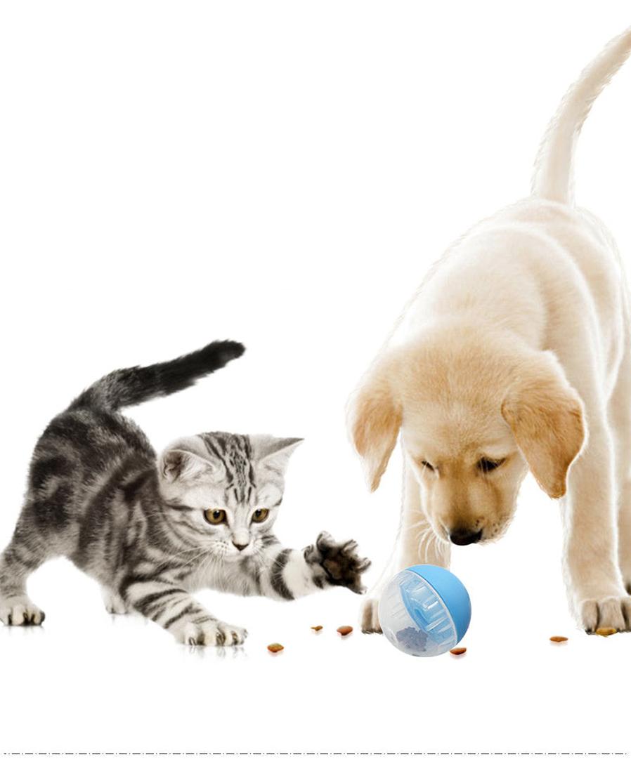 HKM-908435 Pet Food Leakage Ball Tumbler Toy for Dogs and Cats - Durable Plastic, 8.5CM Diameter, Available in Blue, Pink, Yellow
