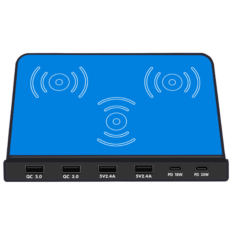 HKM-908435 Smartphone Wireless Charging Socket Bracket with USB Interface - Available in Blue for Multiple Standards