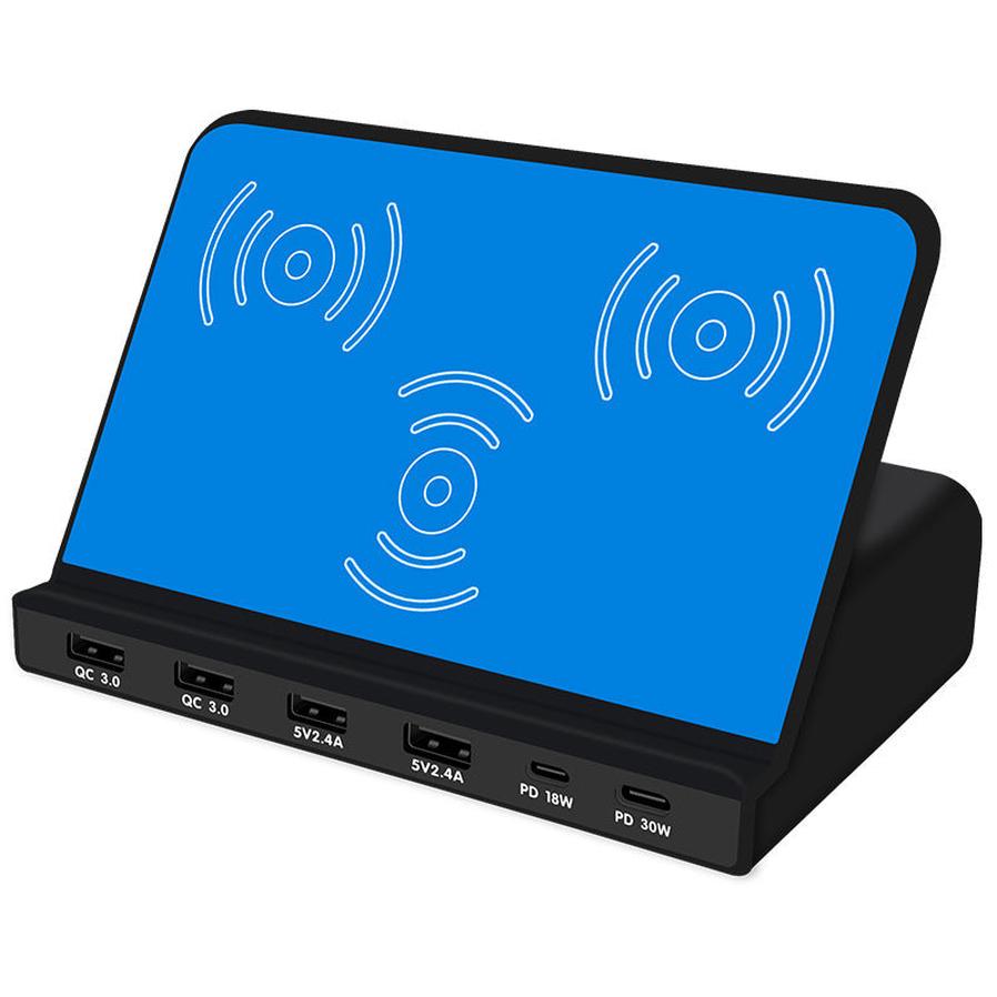 HKM-908435 Smartphone Wireless Charging Socket Bracket with USB Interface - Available in Blue for Multiple Standards