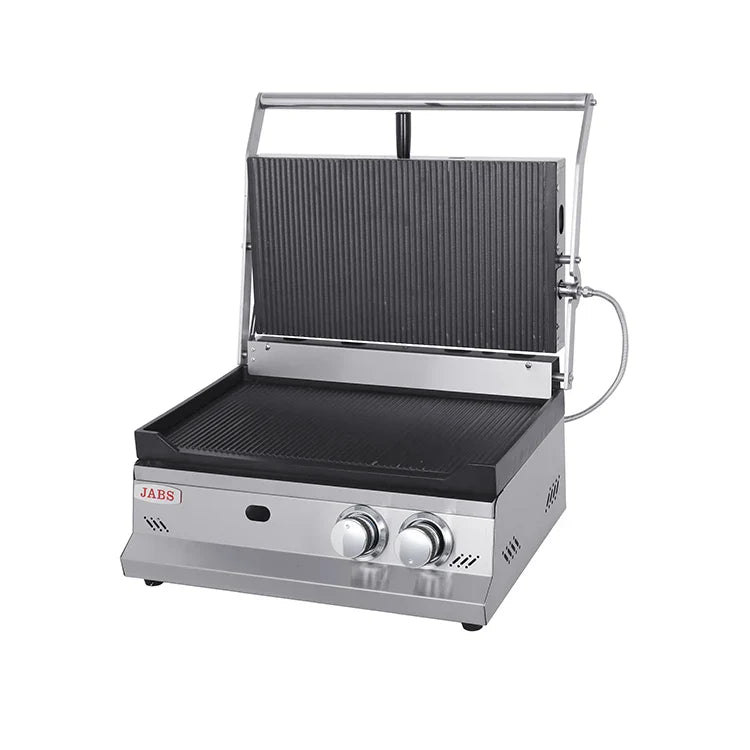 HKM-908755 Commercial Gas Panini Press Grill and Whole Groove Griddle for Catering and Food Services