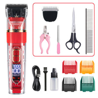 HKM-9089085 Waterproof Pet Hair Trimmer Set for Cats, Dogs, and Rabbits with Adjustable Speed and Titanium Ceramic Blades