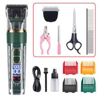 HKM-9089085 Waterproof Pet Hair Trimmer Set for Cats, Dogs, and Rabbits with Adjustable Speed and Titanium Ceramic Blades