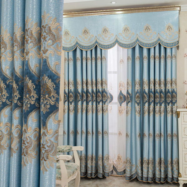 HKM-908947 Luxurious Velvet Rope Embroidered Curtain in Multiple Colors with 70-90% Shading