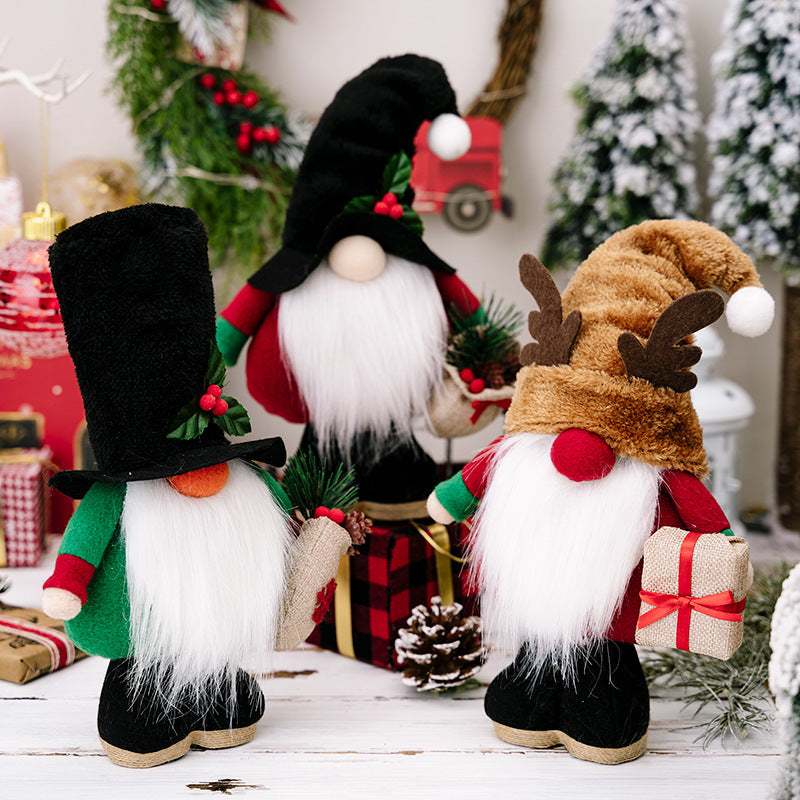 HKM-909011 Christmas Gnome Dolls for Home Decoration - 30X19cm Polyester Ragdoll