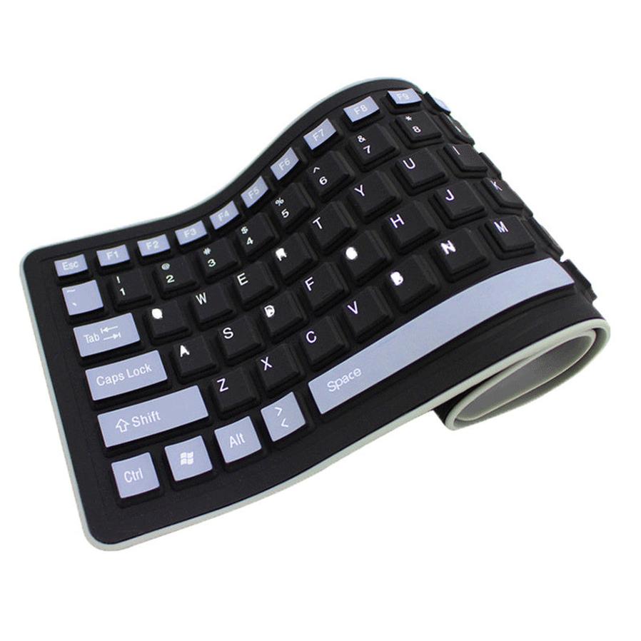 HKM-909075 Foldable Curved USB Bluetooth Keyboard - Silent, Waterproof, 103 Keys, Compact Design