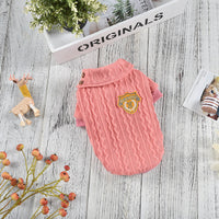 HKM-9091261 Cozy Polyester Knit Dog Clothes for Autumn and Winter in Blue, Yellow, Pink, and Gray