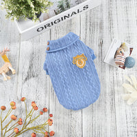 HKM-9091261 Cozy Polyester Knit Dog Clothes for Autumn and Winter in Blue, Yellow, Pink, and Gray