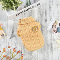 HKM-9091261 Cozy Polyester Knit Dog Clothes for Autumn and Winter in Blue, Yellow, Pink, and Gray