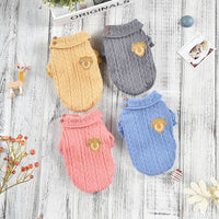 HKM-9091261 Cozy Polyester Knit Dog Clothes for Autumn and Winter in Blue, Yellow, Pink, and Gray