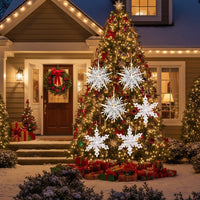HKM-909203 Iron Snowflake Ornaments Set - 6PCS Hanging Decor for Christmas Tree and Holiday Celebrations