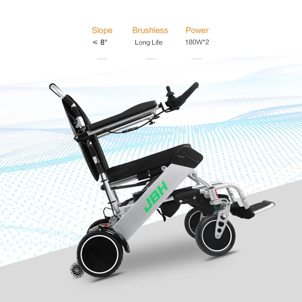HKM-909267 Folding Electric Wheelchair with Front Wheel Rim, Aluminum Alloy Frame, 20km Driving Range