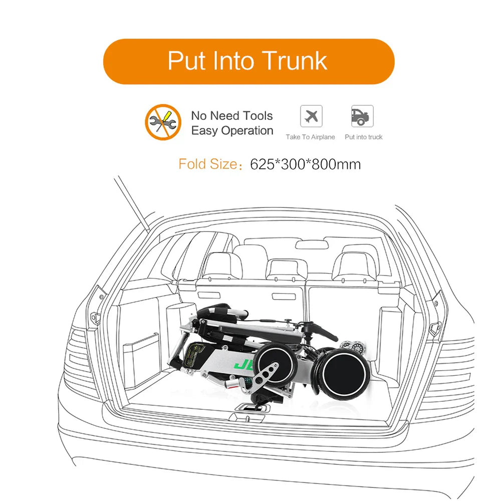 HKM-909267 Folding Electric Wheelchair with Front Wheel Rim, Aluminum Alloy Frame, 20km Driving Range