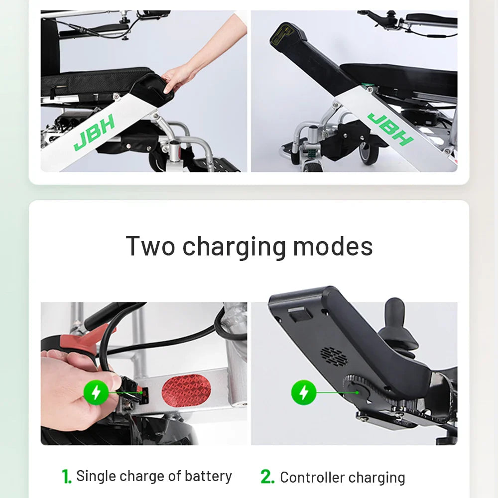 HKM-909267 Folding Electric Wheelchair with Front Wheel Rim, Aluminum Alloy Frame, 20km Driving Range
