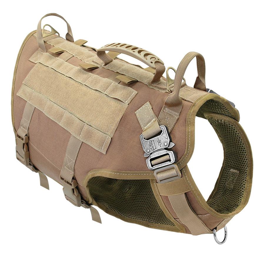 HKM-909267 Tactical Dog Outdoor Vest - Nylon, Water-Resistant, Padded - Available in Brown, Black, Green