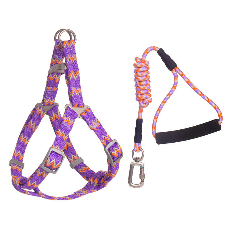HKM-9093053 Foam Handle Circular Rope with Chest and Back Harness for Pet Training - Multiple Colors Available