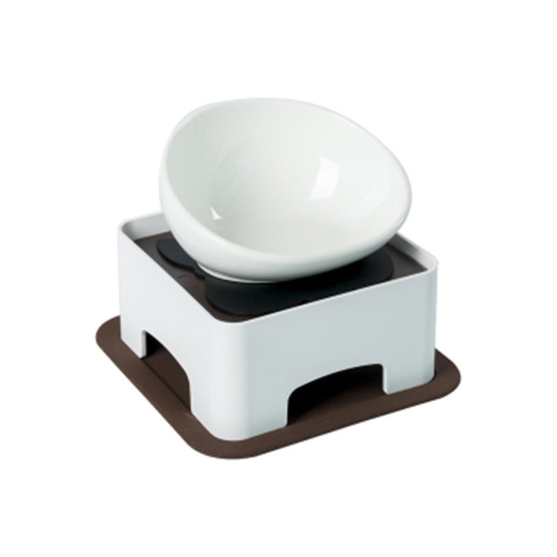 HKM-9093437 Ceramic Pet Bowl with Dining Table and Silicone Mat for Cats and Small to Medium Dogs