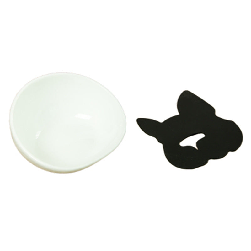 HKM-9093437 Ceramic Pet Bowl with Dining Table and Silicone Mat for Cats and Small to Medium Dogs
