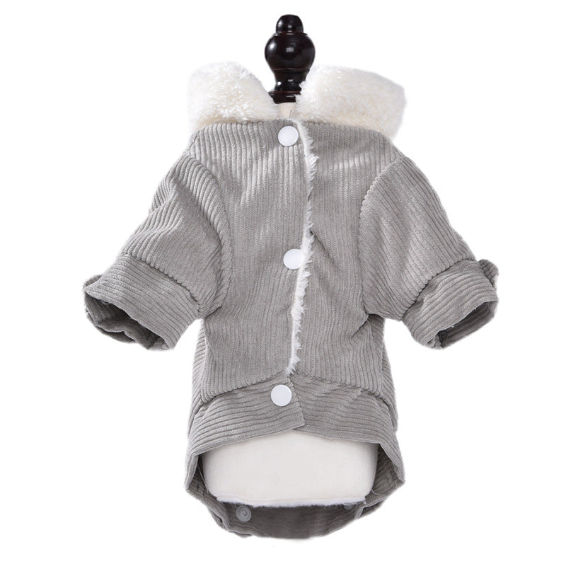 HKM-9093821 Warm Lambswool Vest for Dogs and Cats - Fleece Lined Pet Clothing in Gray and Pink, Sizes XS to XXL
