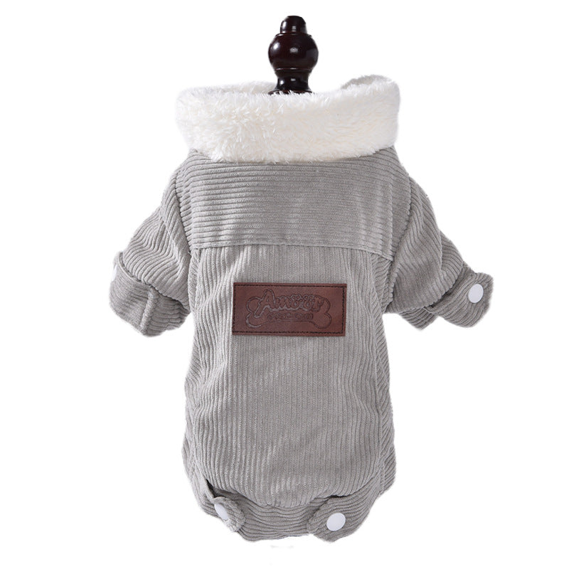 HKM-9093821 Warm Lambswool Vest for Dogs and Cats - Fleece Lined Pet Clothing in Gray and Pink, Sizes XS to XXL