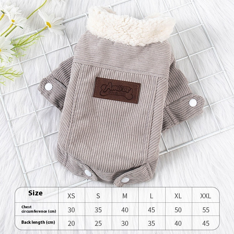 HKM-9093821 Warm Lambswool Vest for Dogs and Cats - Fleece Lined Pet Clothing in Gray and Pink, Sizes XS to XXL